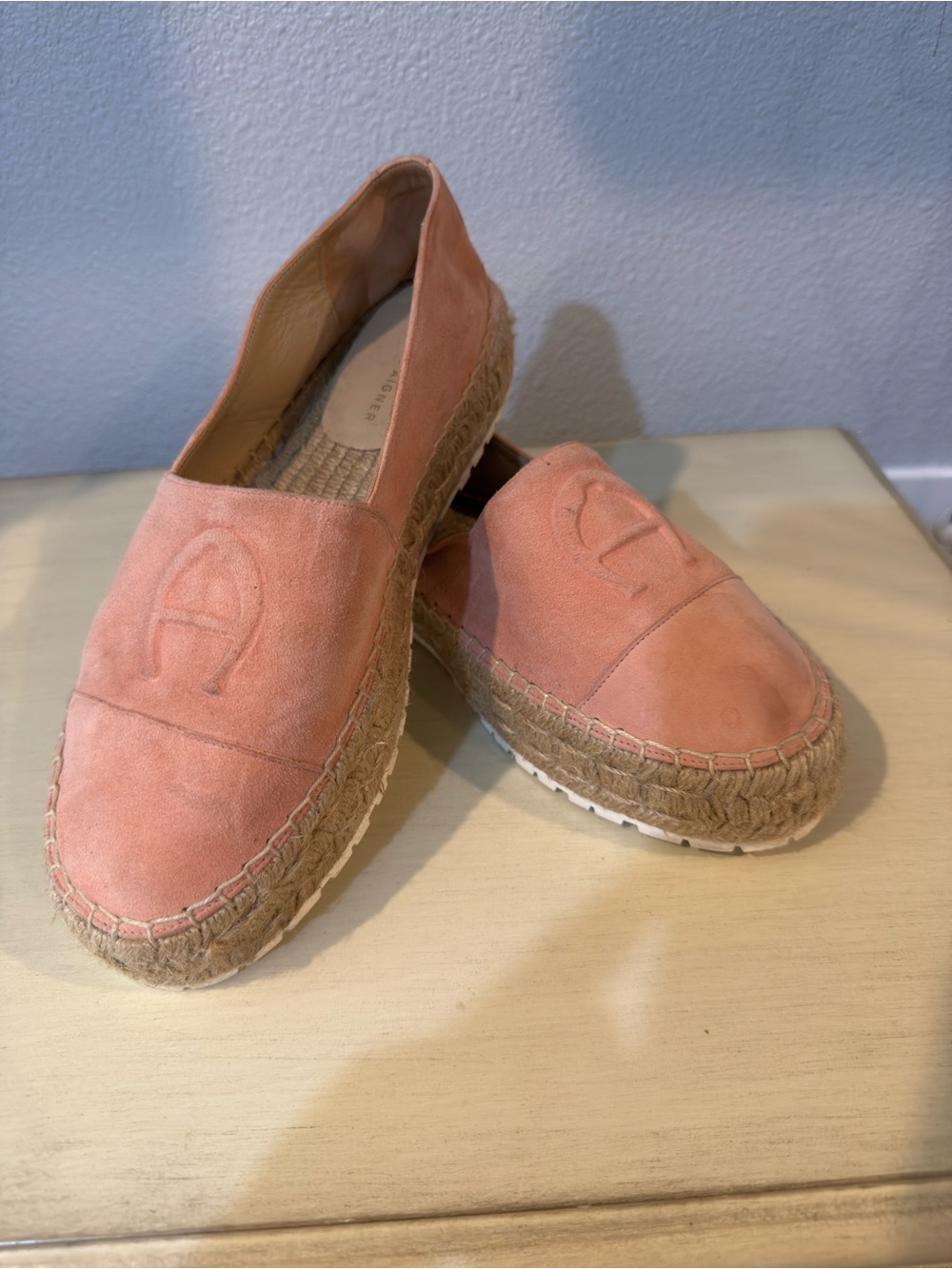 Etienne Aigner Coral Suede Espadrille Platform Slip-Ons